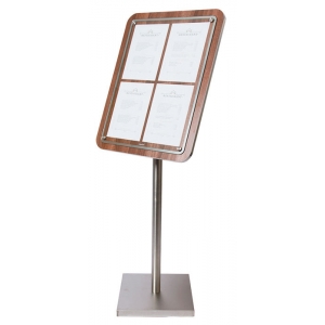 Porte-affiche Sur Pied En Bois Massif Avec Vitre En Verre Trempé - Idéal Pour Menus De Restaurant, Publicité En Magasin Ou Salon